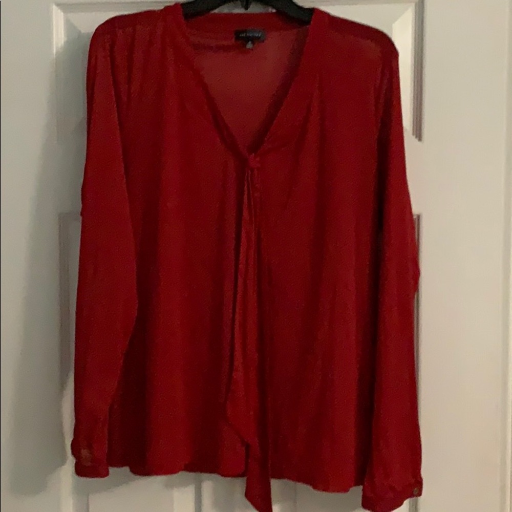 The Limited, red and black sheer Blouse size XL